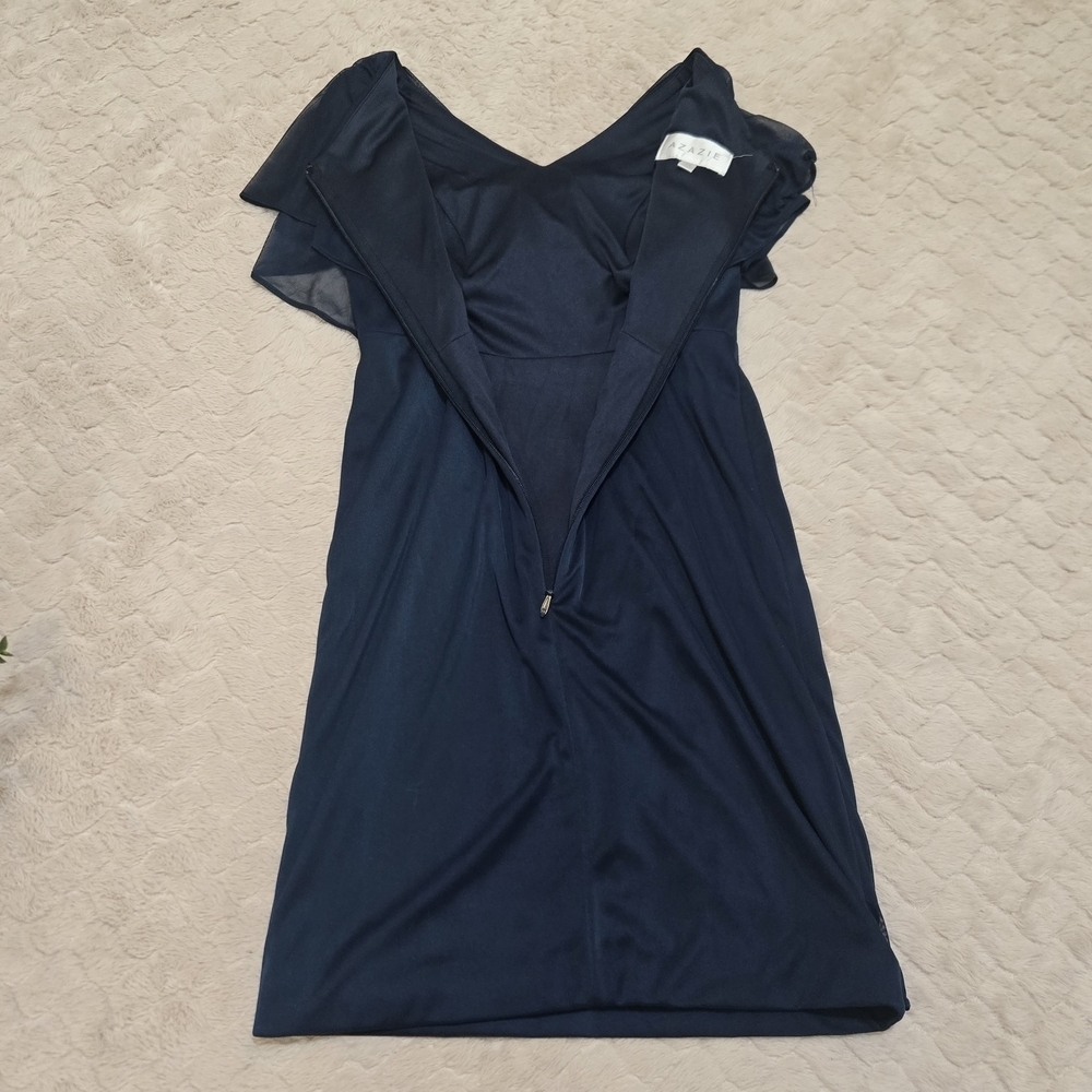 Azazie Navy Blue Waverly Stretch Cocktail Elegant Formal Dress, Size A 4 - Picture 7 of 8